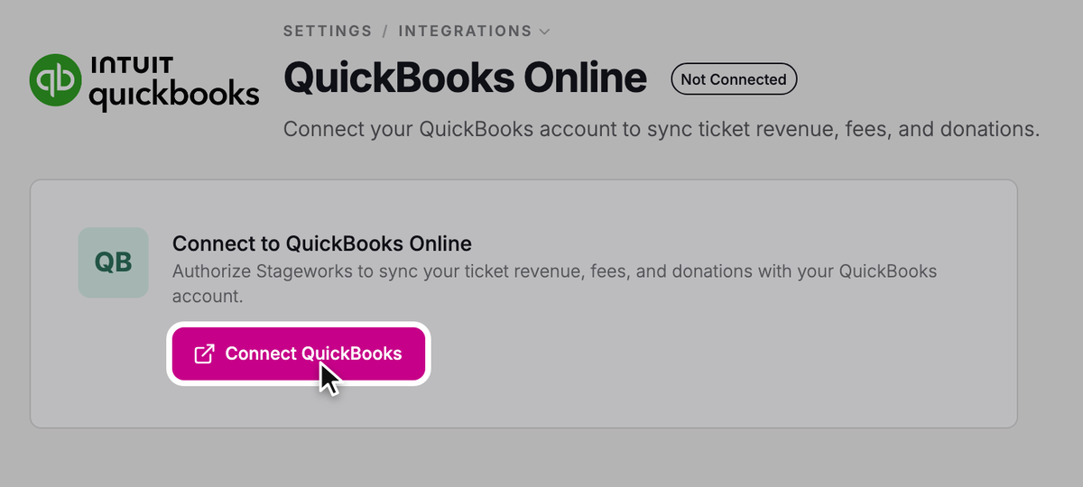 Click Connect QuickBooks