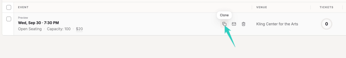 Click the clone button to duplicate dates