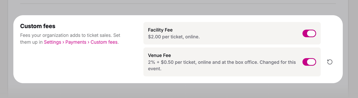 Turn a fee on or off for the series