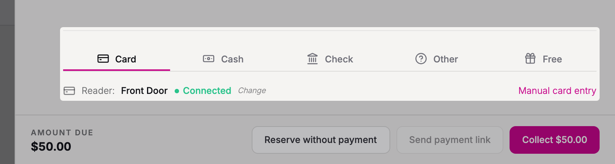 Choose how the patron is paying