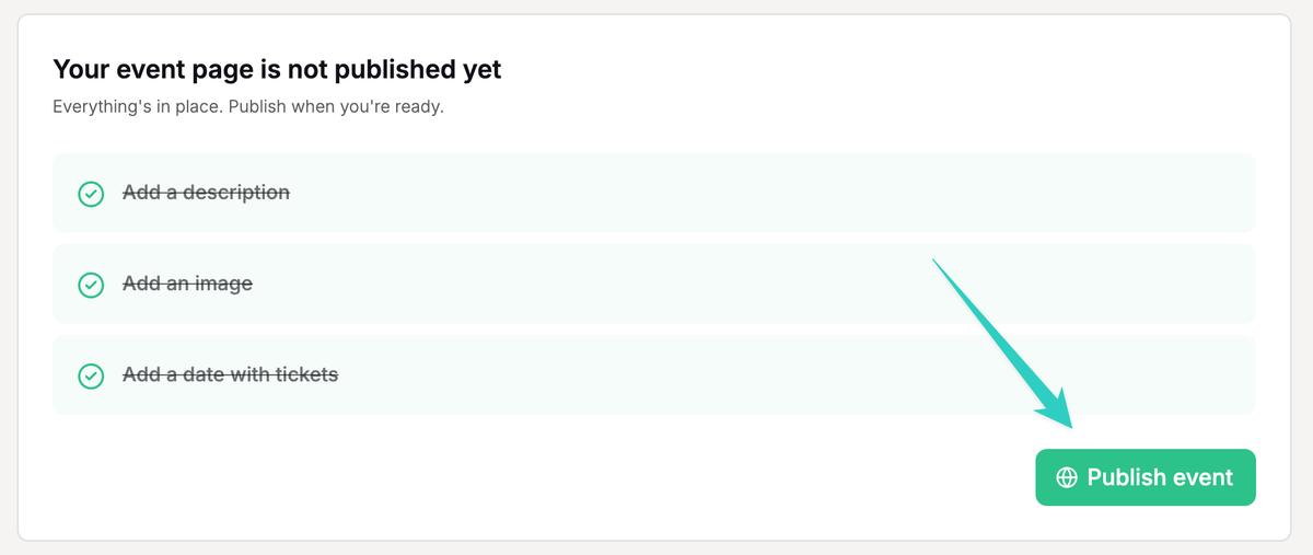 Publish your event to make it publicly available