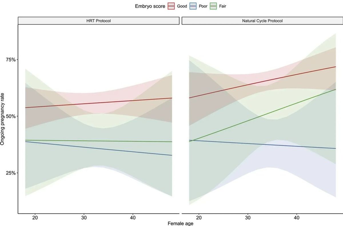Natural-cycle versus medicated FET, ongoing pregnancy. Source: Reproductive Biomedicine, 2024.