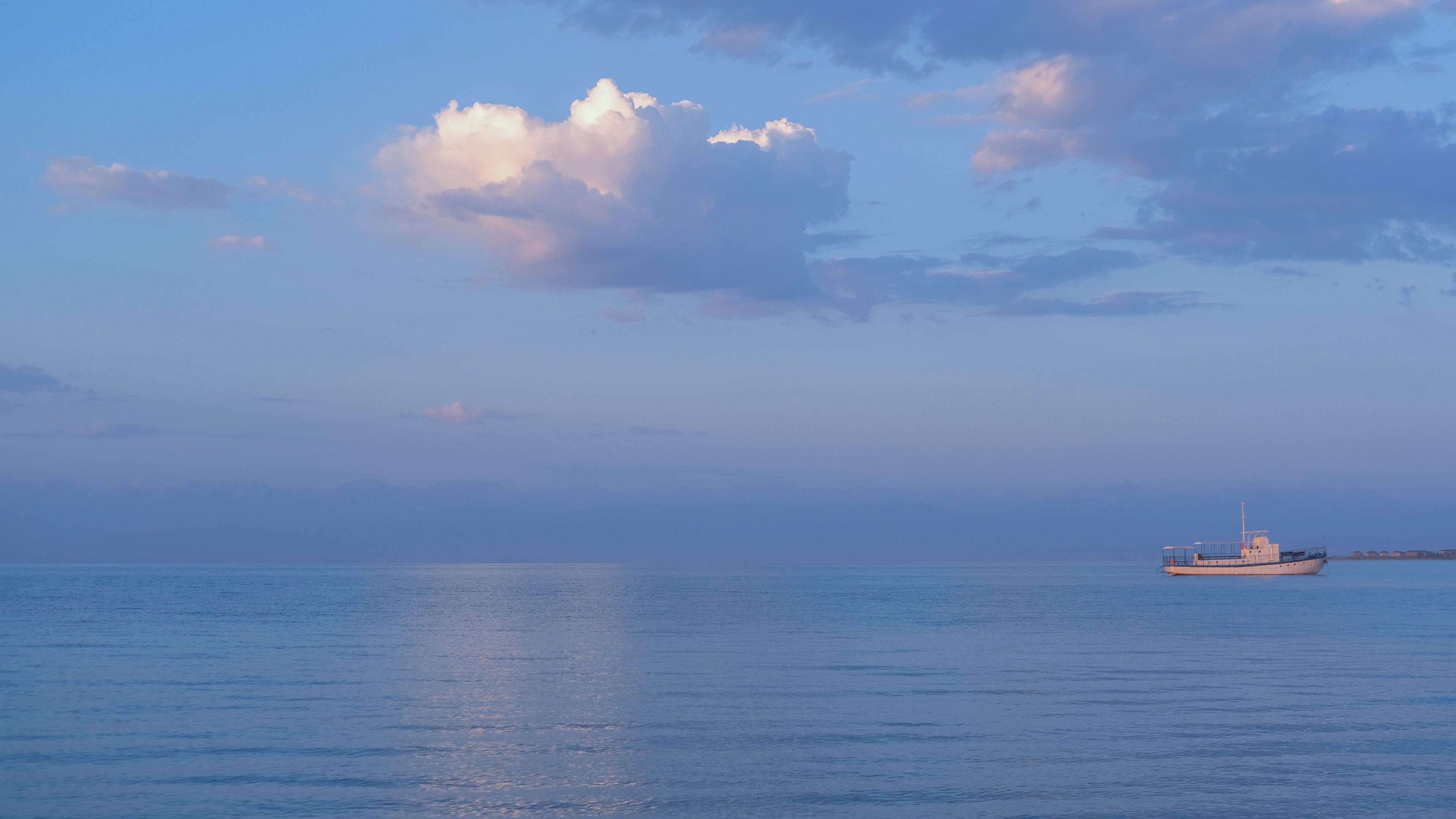 Sunrise over Isyk Kul from Tamchy Kyrgyzstan