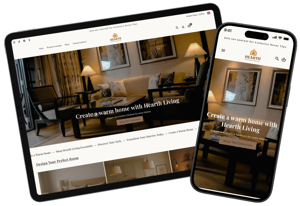 Hearthly preset desktop and mobile mockup