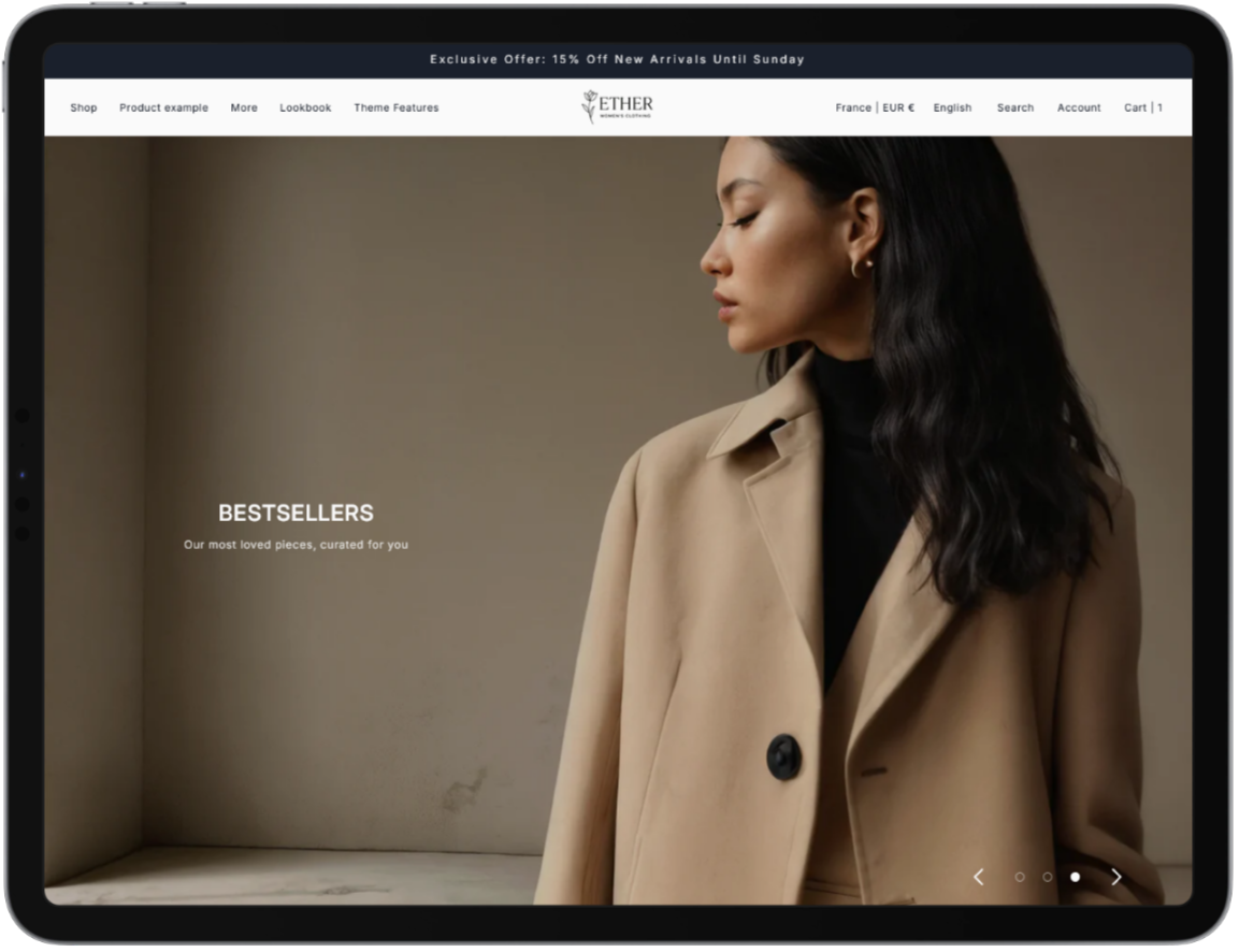 Aries theme desktop mockup