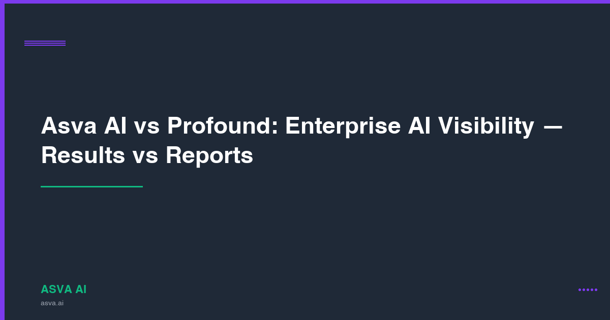 Asva AI vs Profound: Enterprise AI Visibility — Results vs Reports