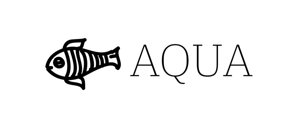 Aque logo image, fish icon next to Aqua
