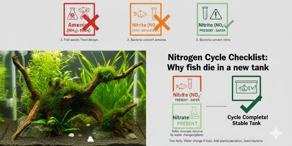 Why fish die in a new tank: nitrogen cycle checklist