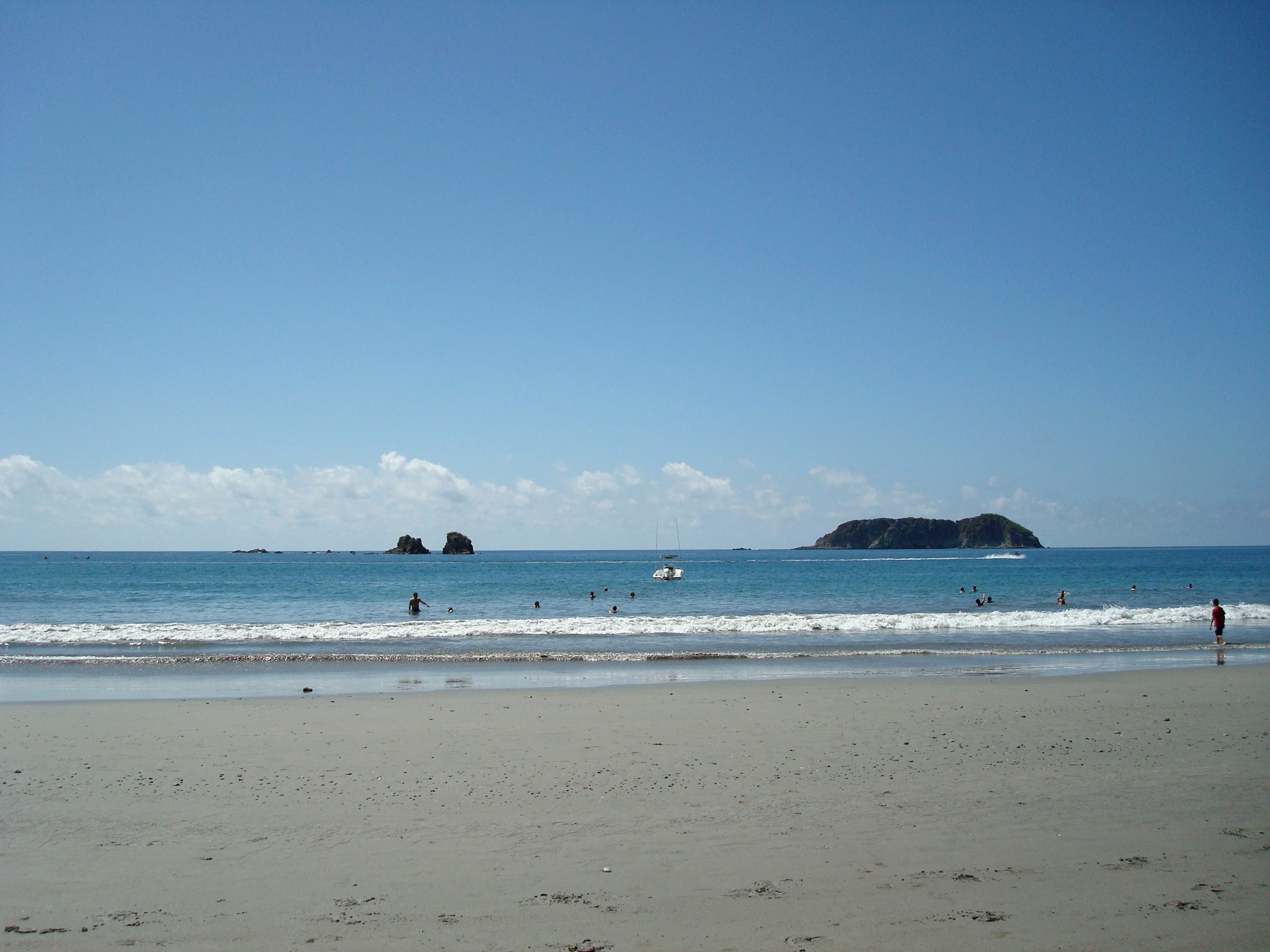 A palm-fringed beach at Manuel Antonio on Costa Rica's Pacific coast