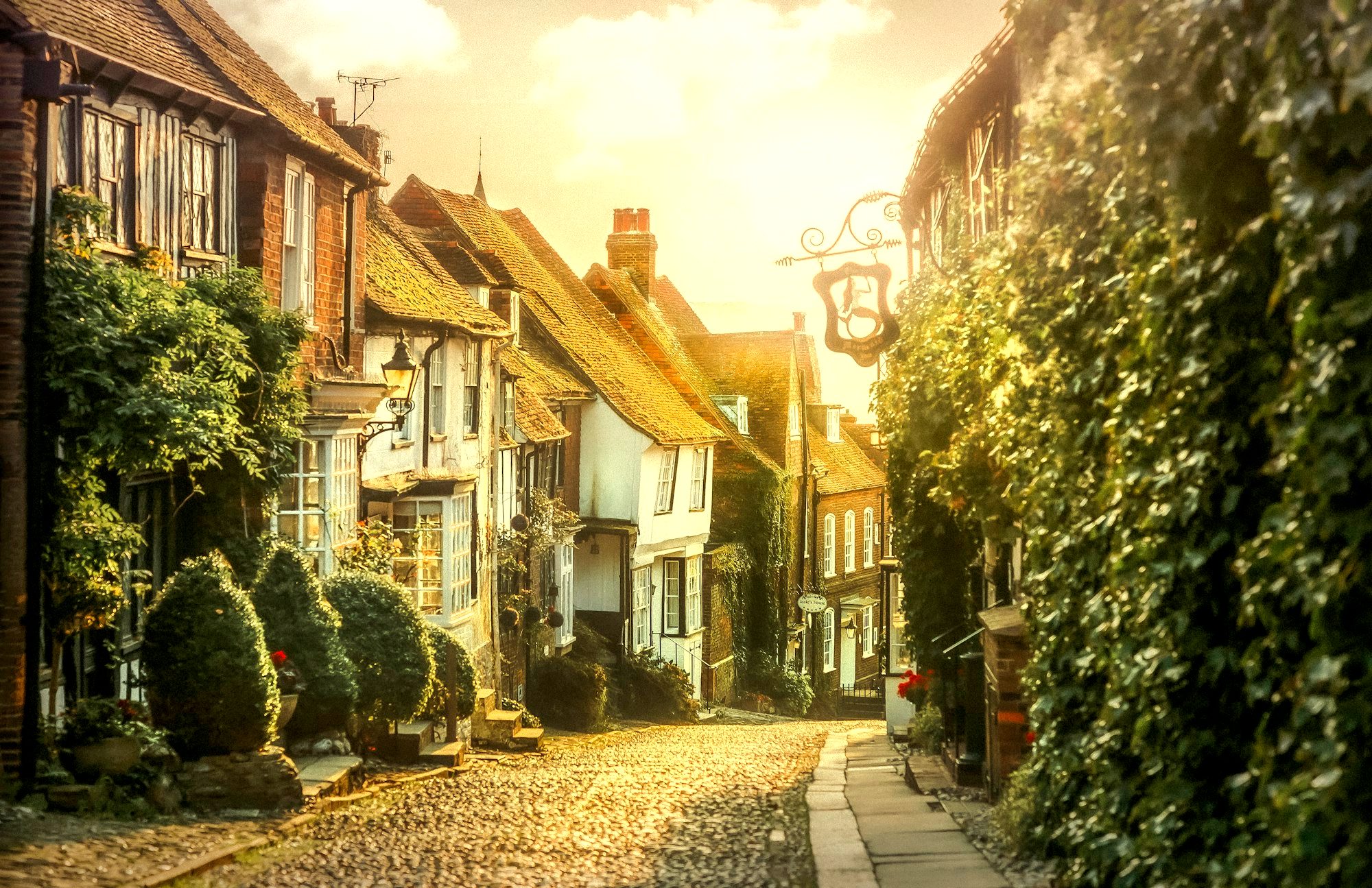 A quiet cobblestone street in an underrated old-town city with no crowds