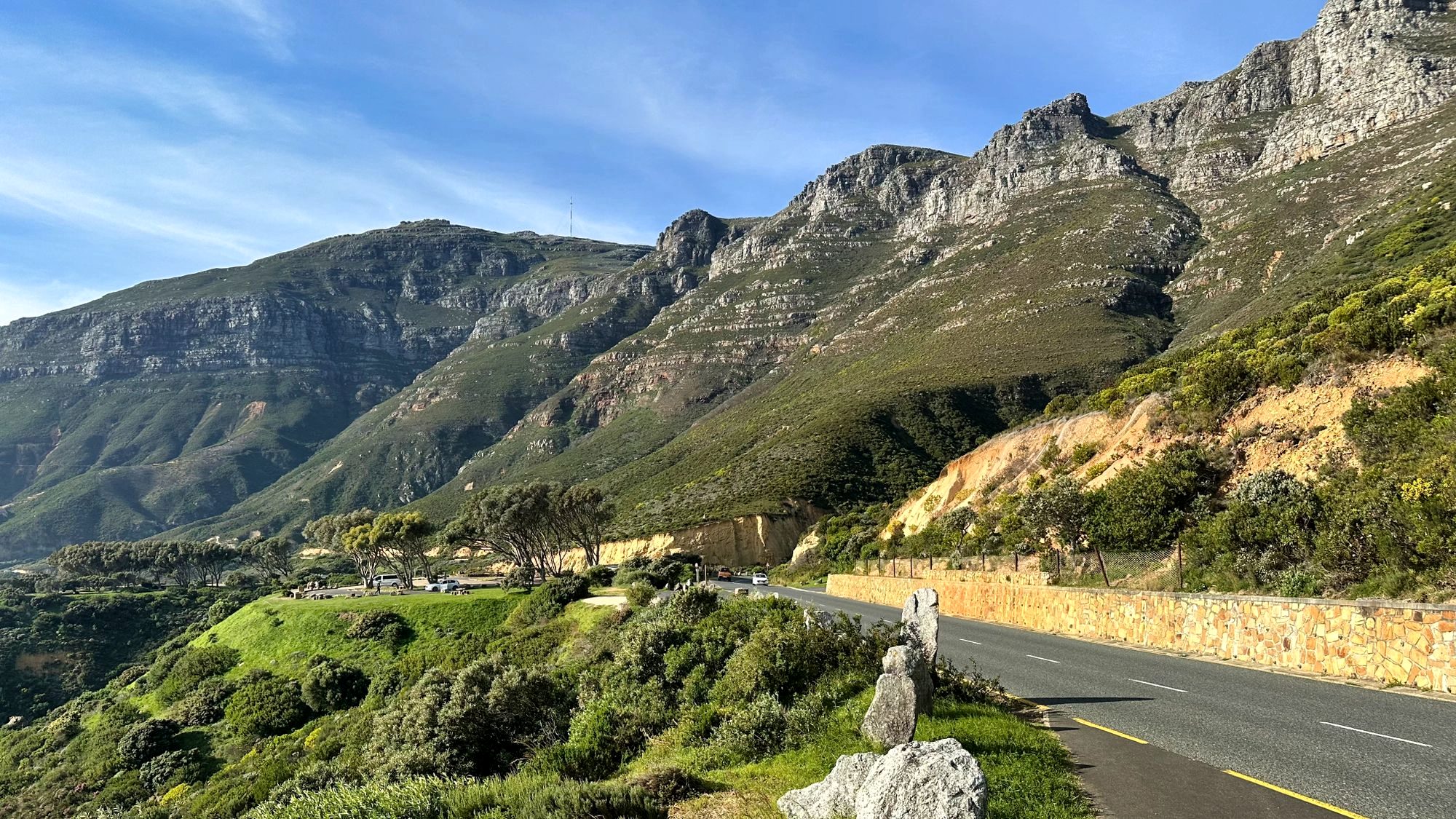 The cliff-edge Chapman's Peak Drive winding high above the sea near Cape Town