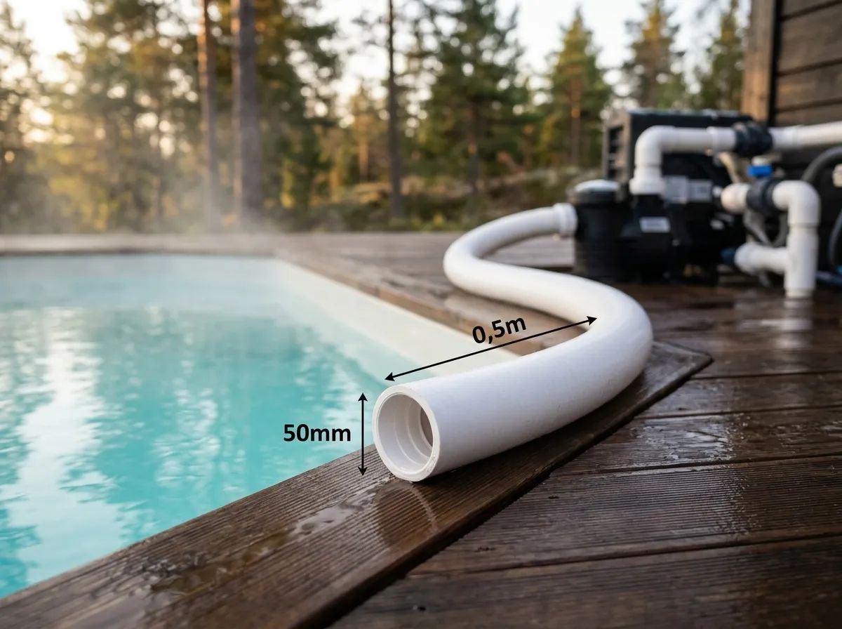 Poolslang PVC 50mm 0,5 m i miljö