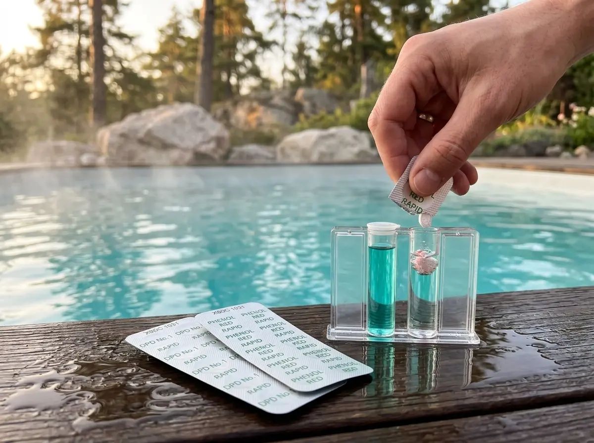 Testtabletter pH MiniPoolTester 100st i användning