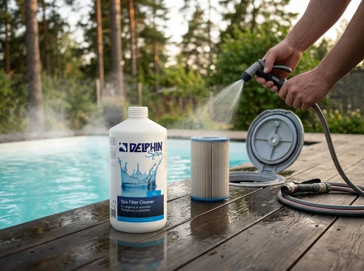 Spa filtertvätt i användning