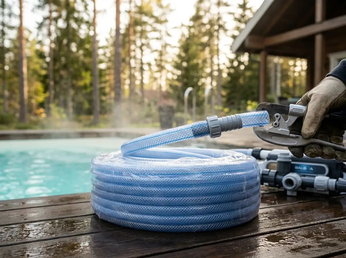 Poolslang PVC 3/4" 50 m i användning