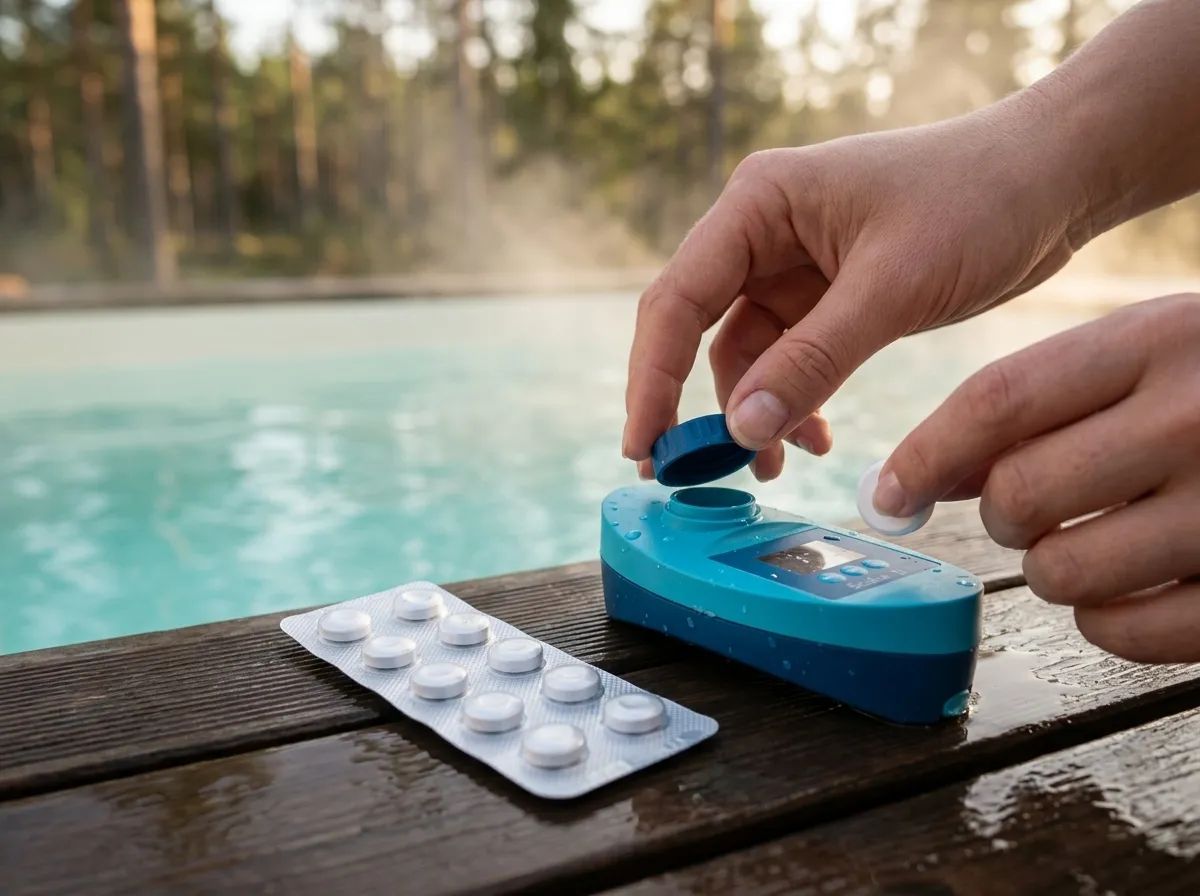 DPD3 totalt klor Scuba II 10 tablett i användning