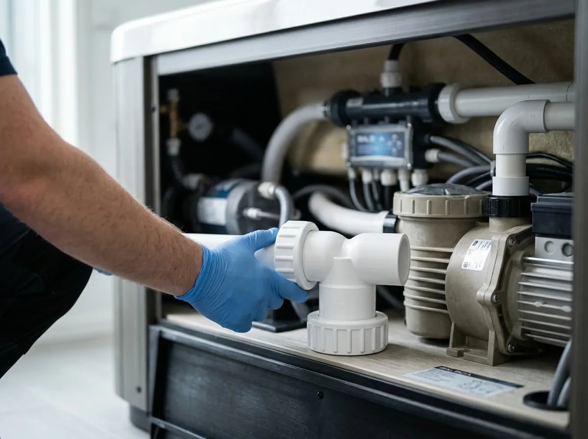 Pumpunion 1½" T 32mm i användning