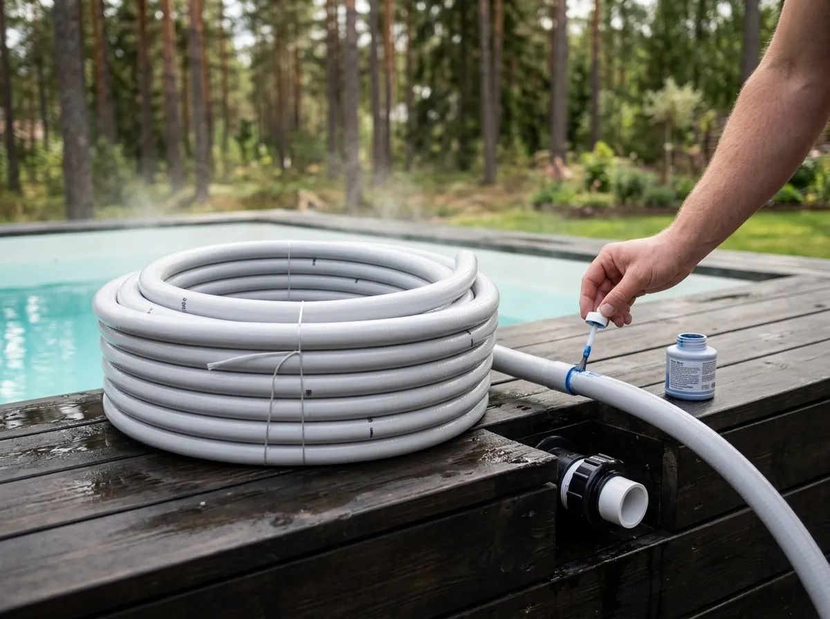 Poolslang PVC 32mm 25m i användning