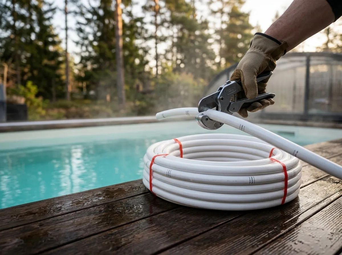 Poolslang PVC 1" 30 m i användning