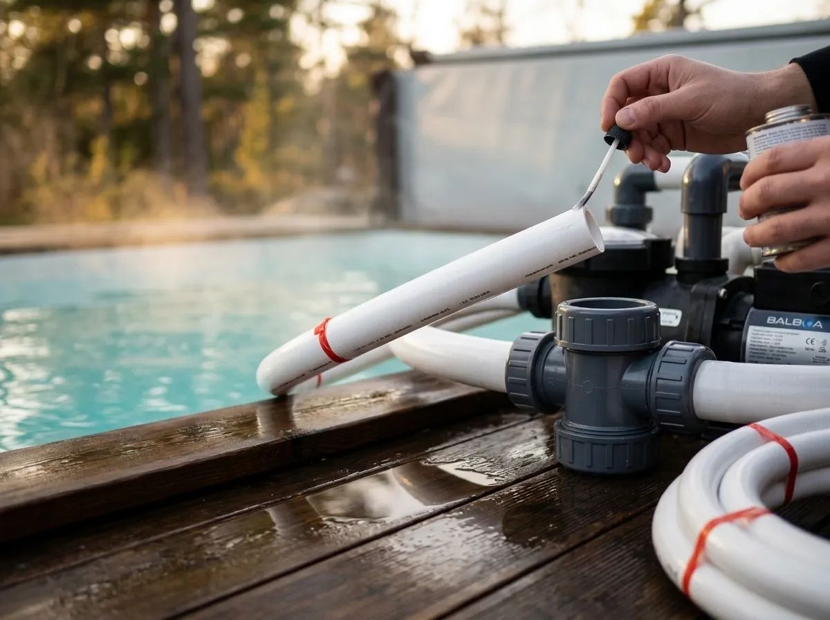 Poolslang PVC 2" 30 m i användning