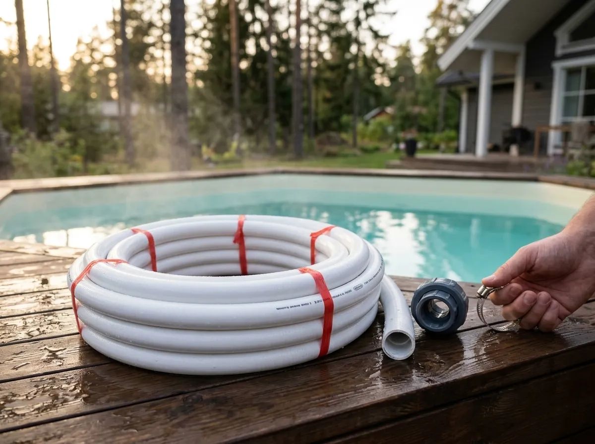 Poolslang PVC 1,5" 30 m i användning