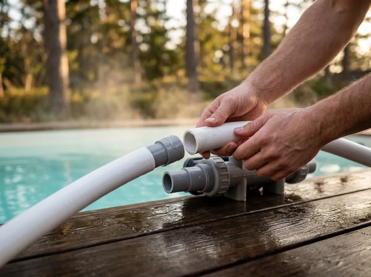 Poolslang PVC 1,5" 0,5 m i användning