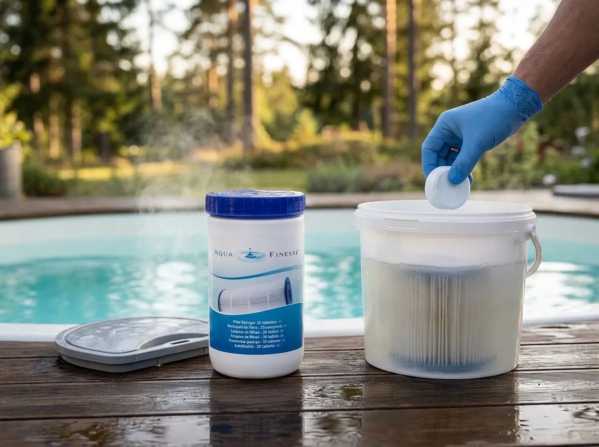 AquaFinesse filter cleaner tablets i användning