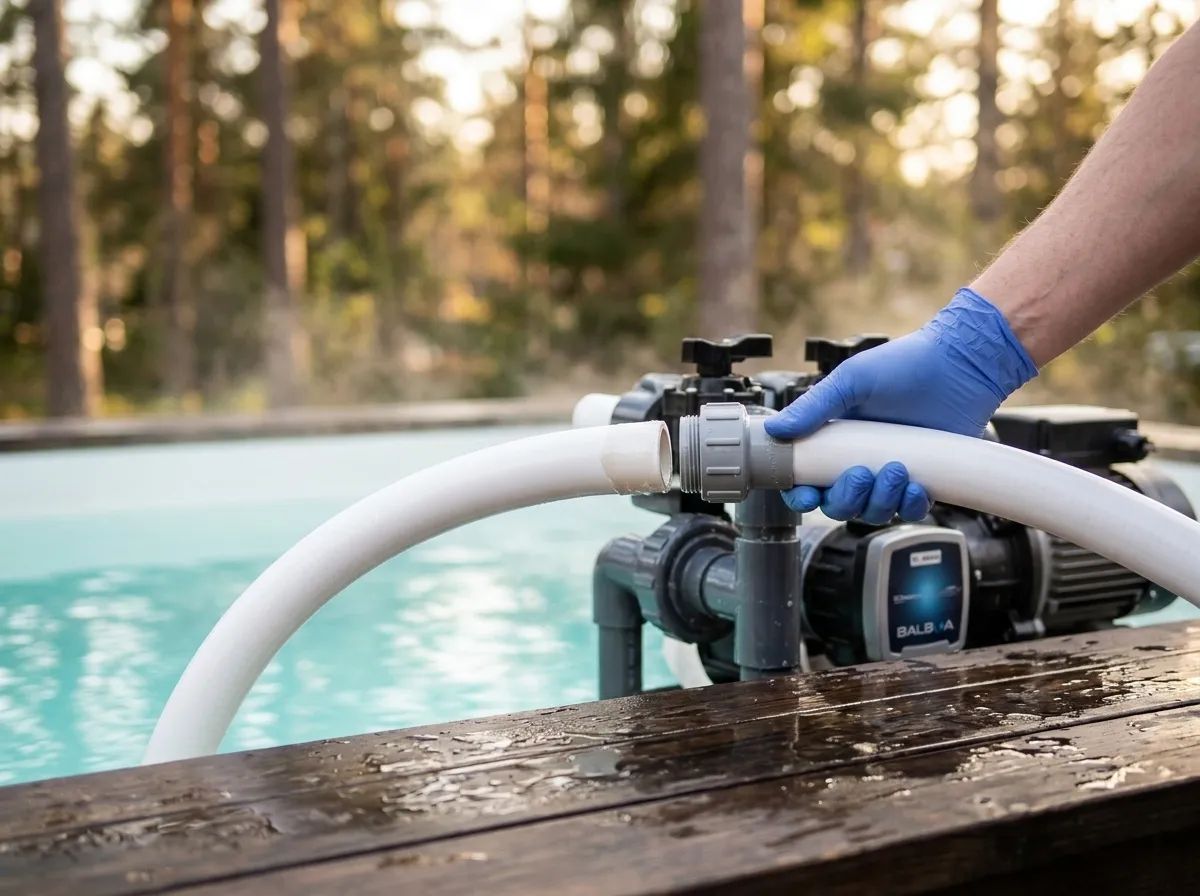 Poolslang PVC 32mm 0,5 m i användning