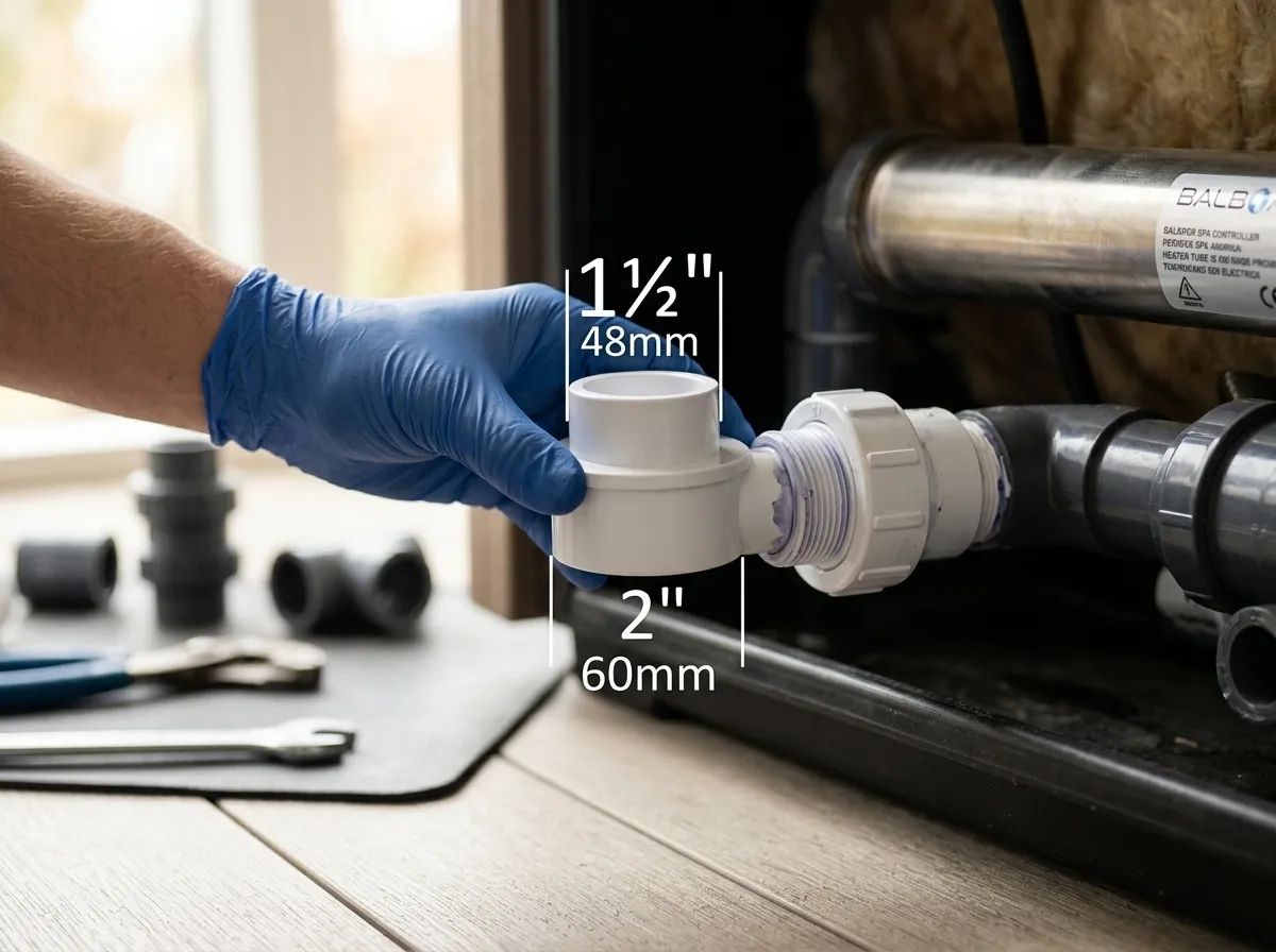 PVC Adapter 2" x 1,5" M/F i användning
