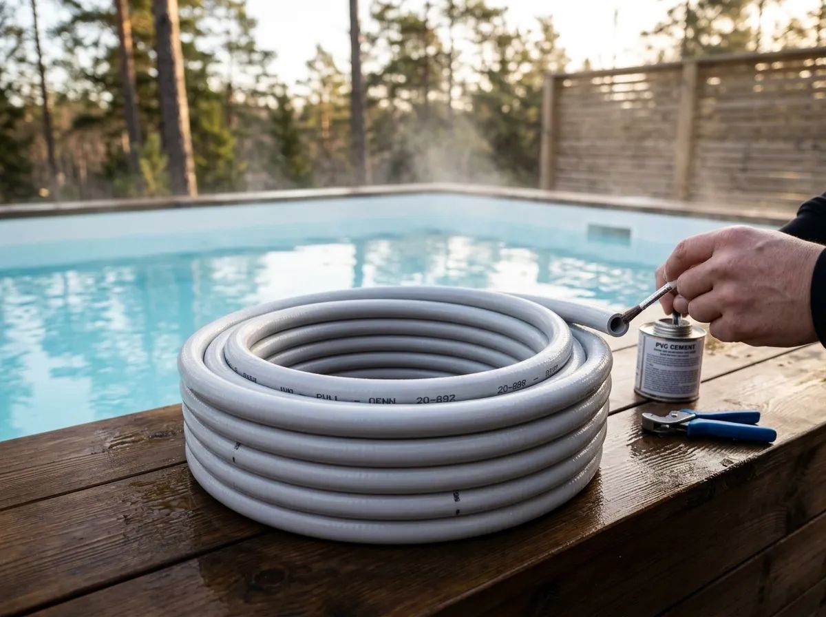 Poolslang PVC 20mm 25m i användning