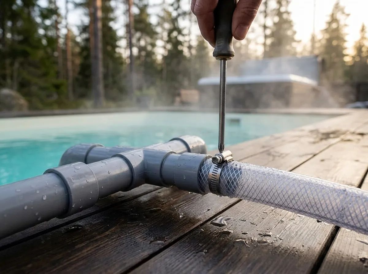 Slangklämma Rostfri 22-29mm i användning
