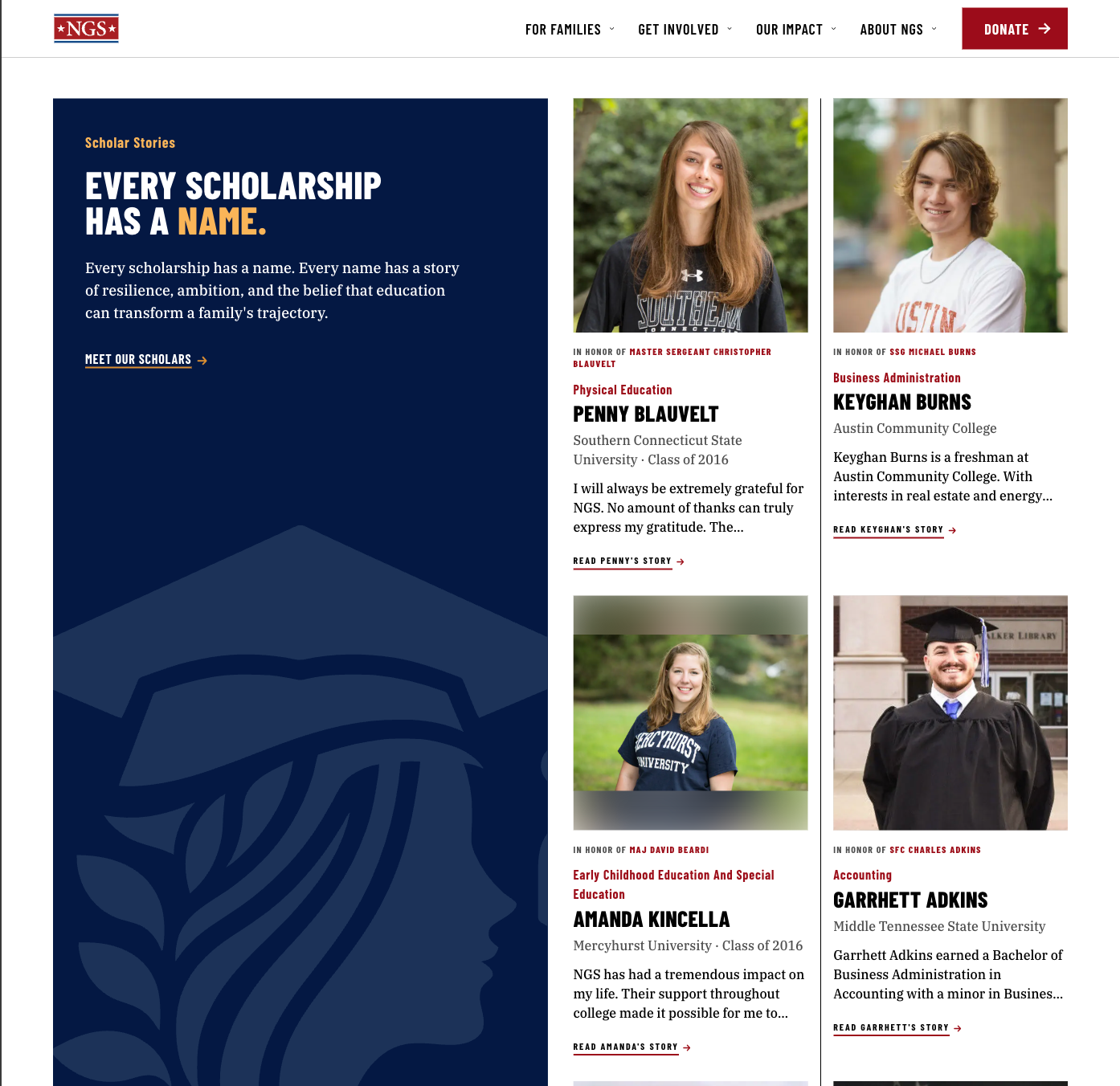 NGS scholar stories: every scholarship has a name