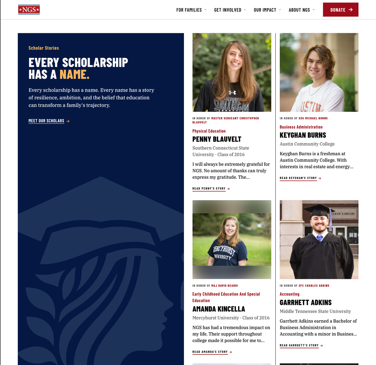 NGS scholar stories: every scholarship has a name