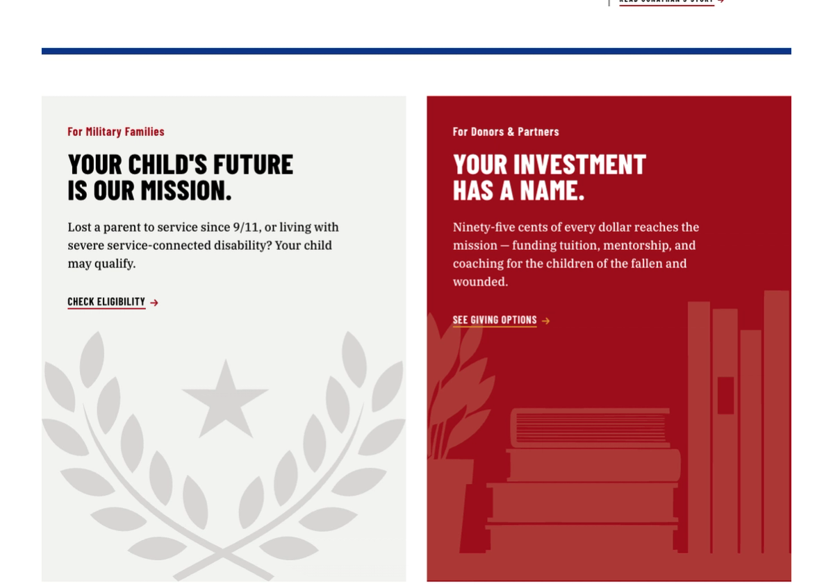 NGS dual-audience journeys for families and donors