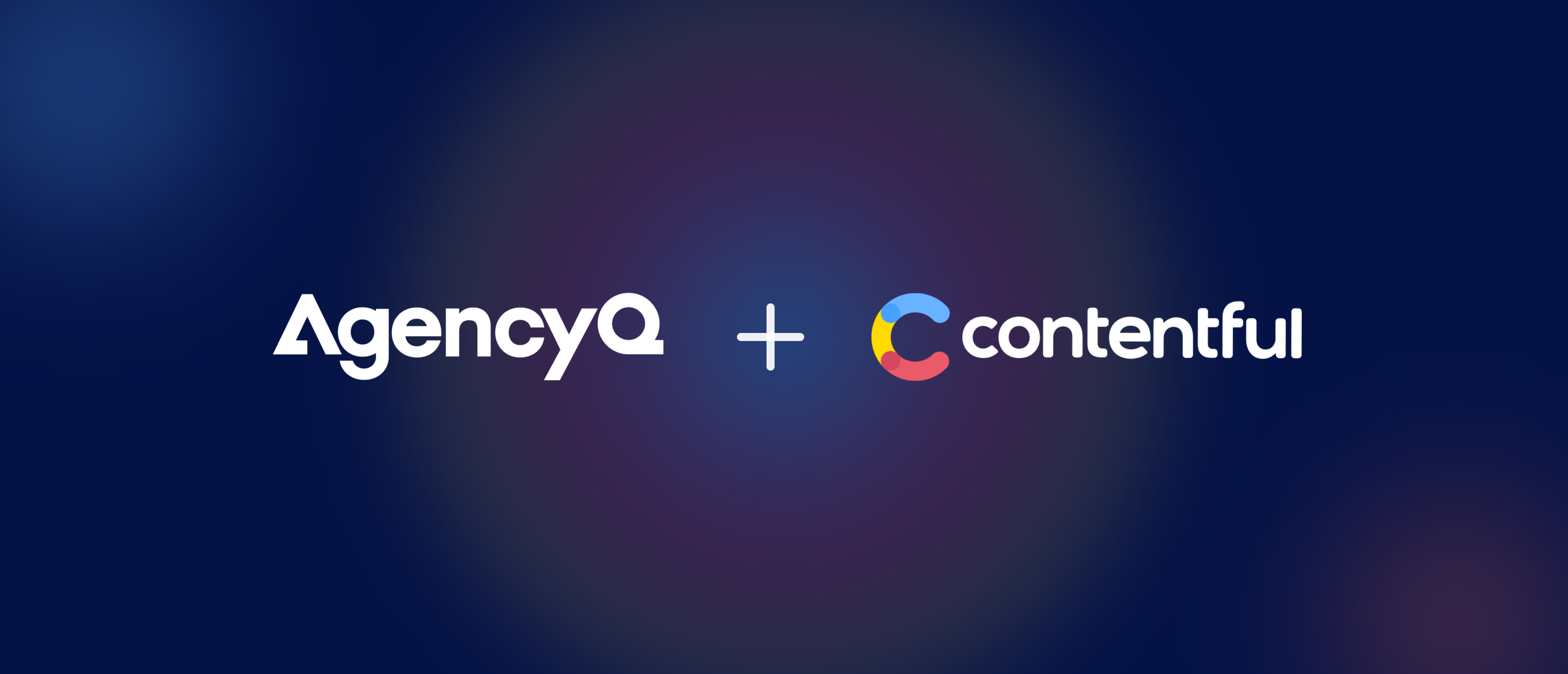 AgencyQ and Contentful logos side by side on a dark navy gradient background, representing the partnership announcement.