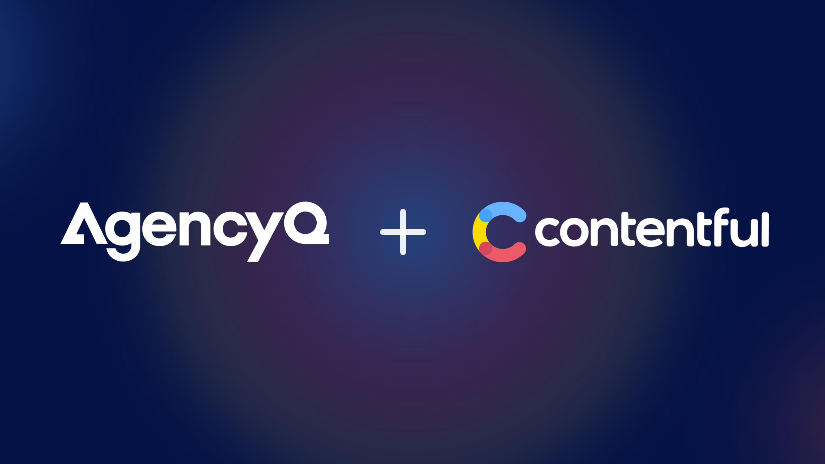 AgencyQ and Contentful logos side by side on a dark navy gradient background, representing the partnership announcement.