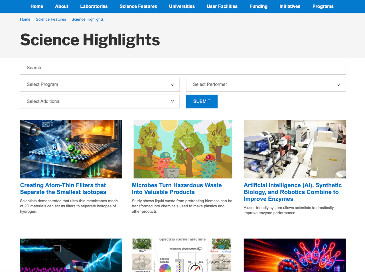 Screenshot of osti.gov website searching for artificial intelligence