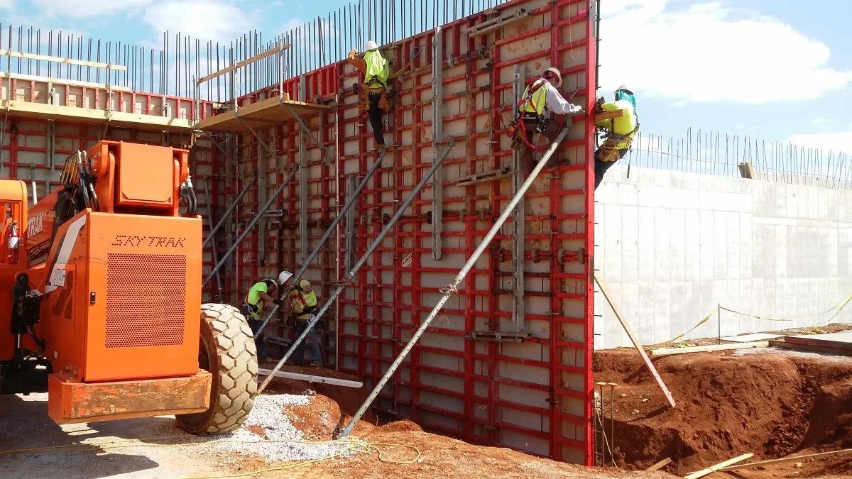 AIC crew working with concrete wall formwork