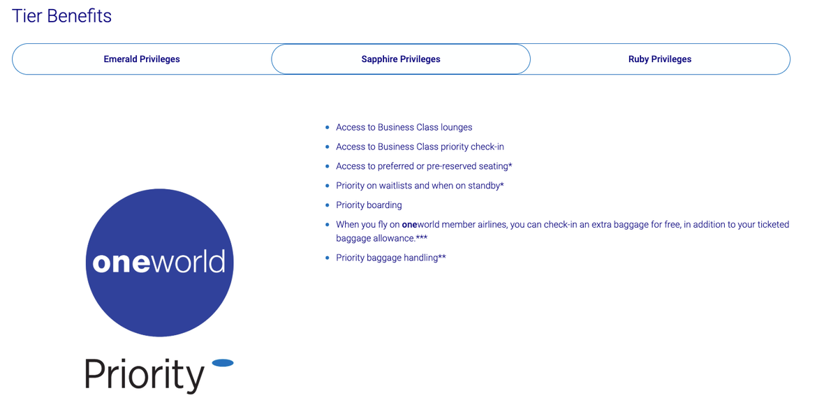 oneworld sapphire benefits