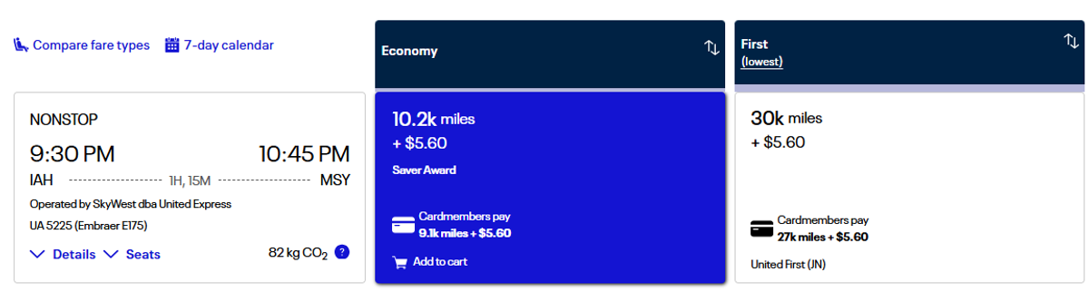 IAH-MSY Booked on United Airlines