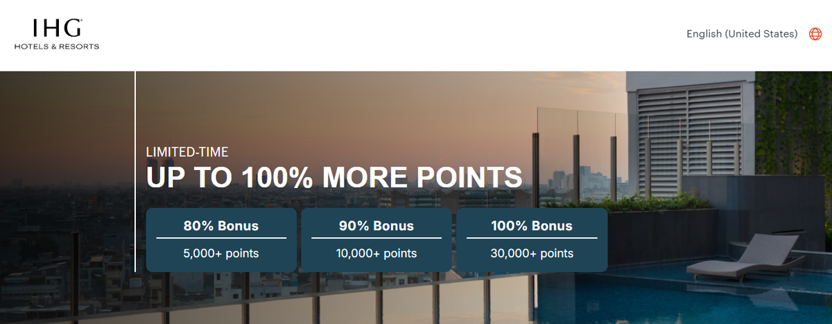 IHG 100% Bonus points sale