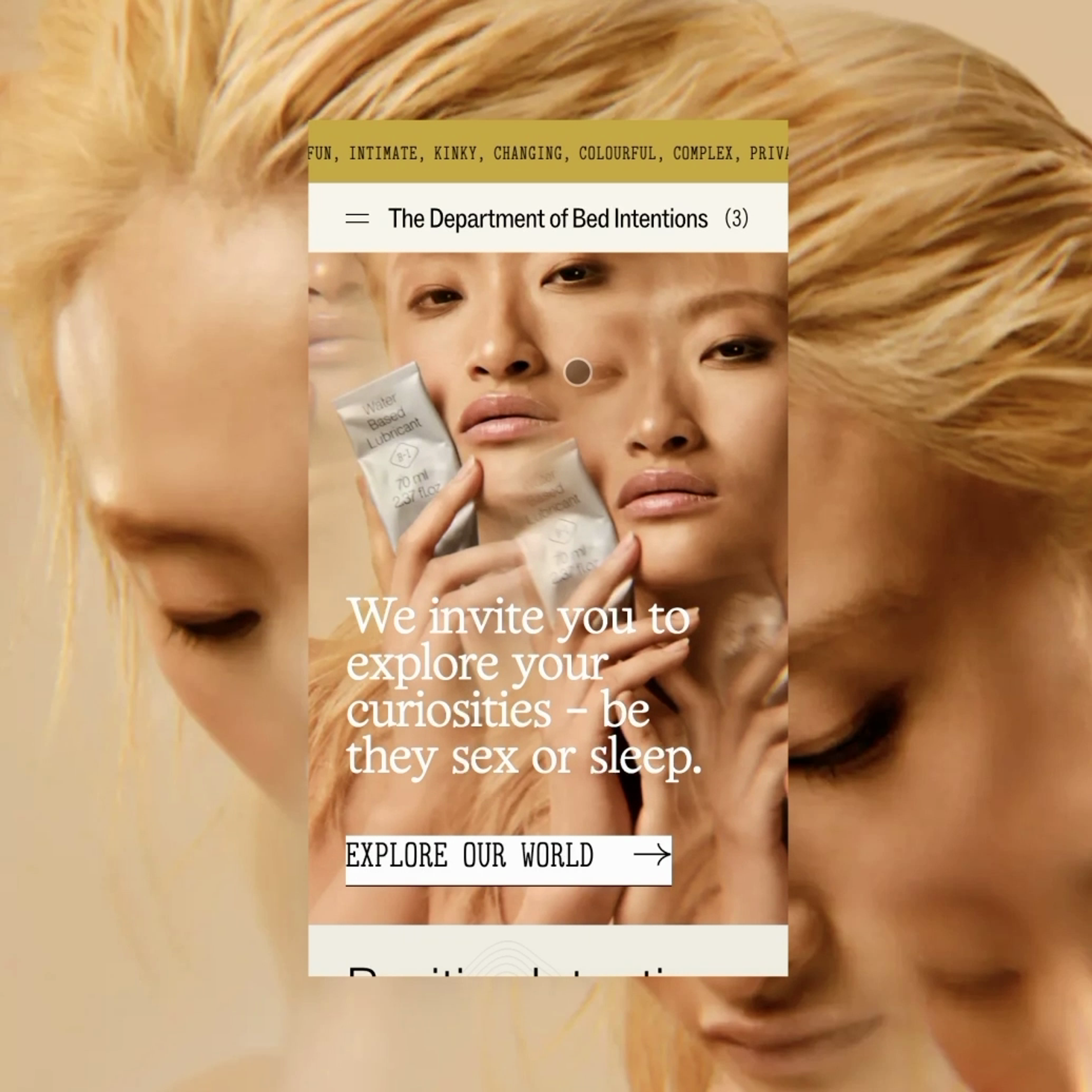 Mobile views of the Bed Intentions site