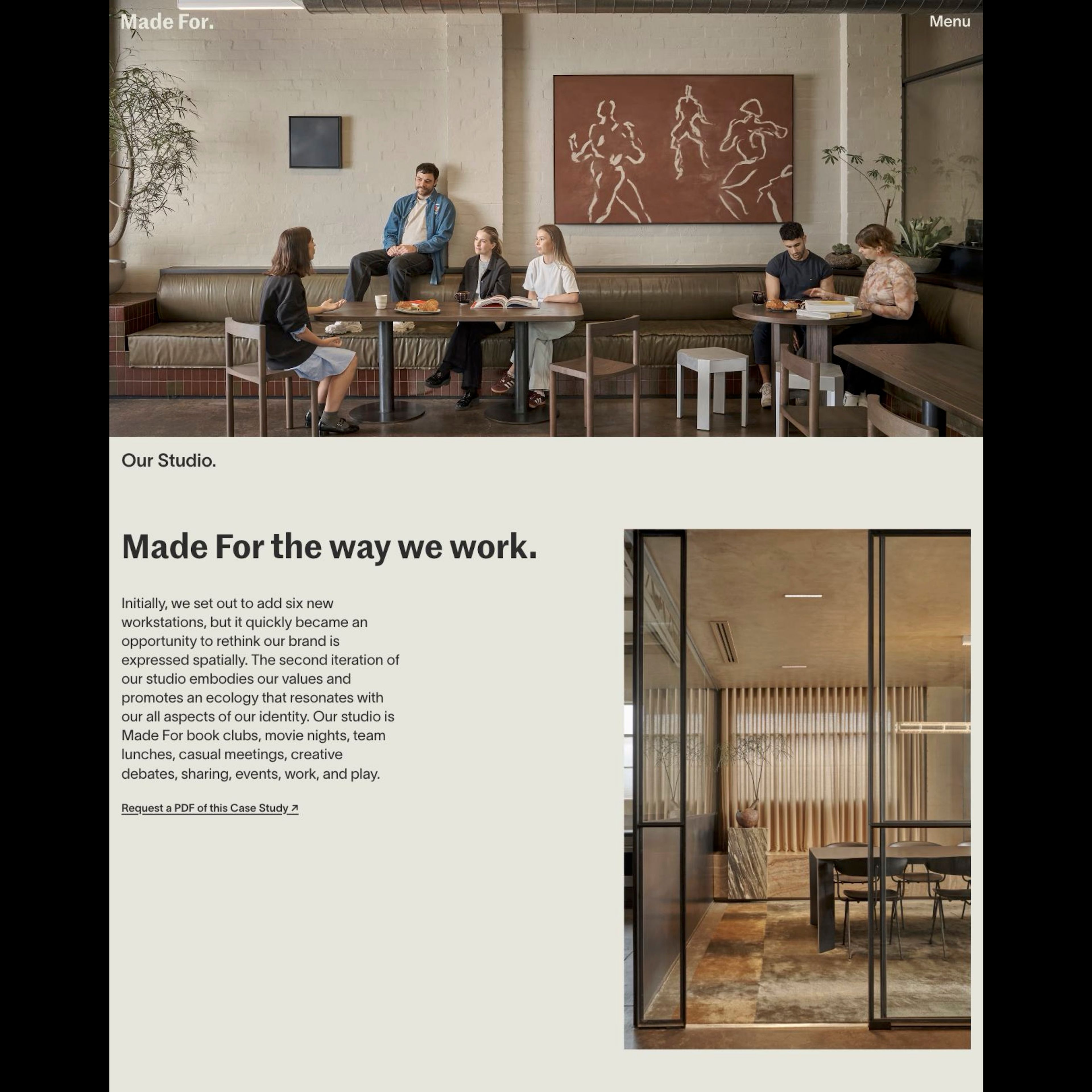 A still of the Made For projects page