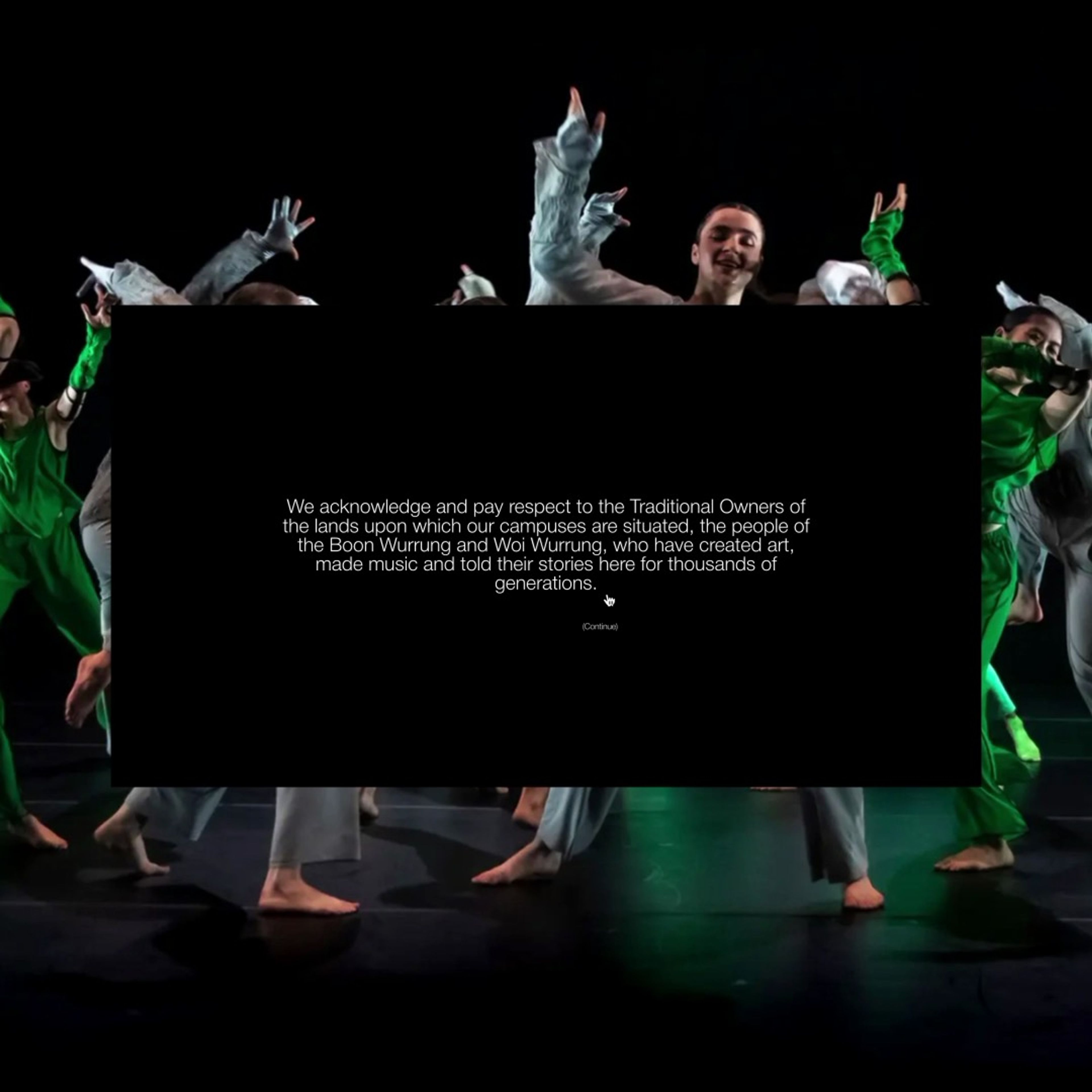 The home page of the VCA Showcase