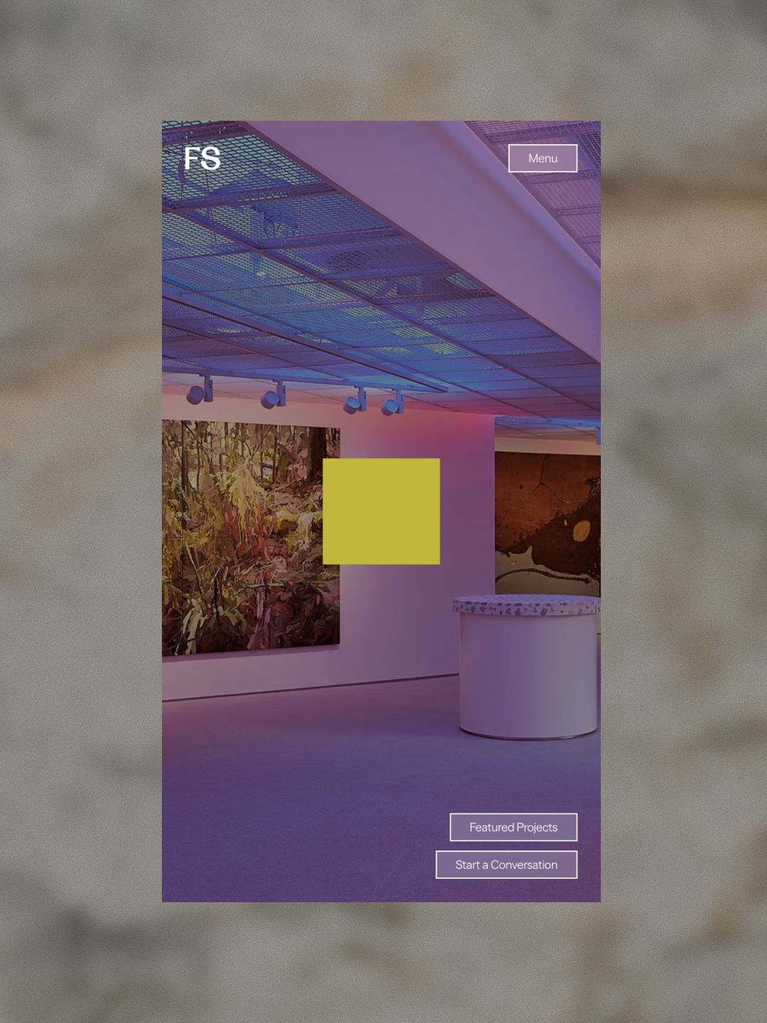 Foolscap project media floats around a mobile viewport