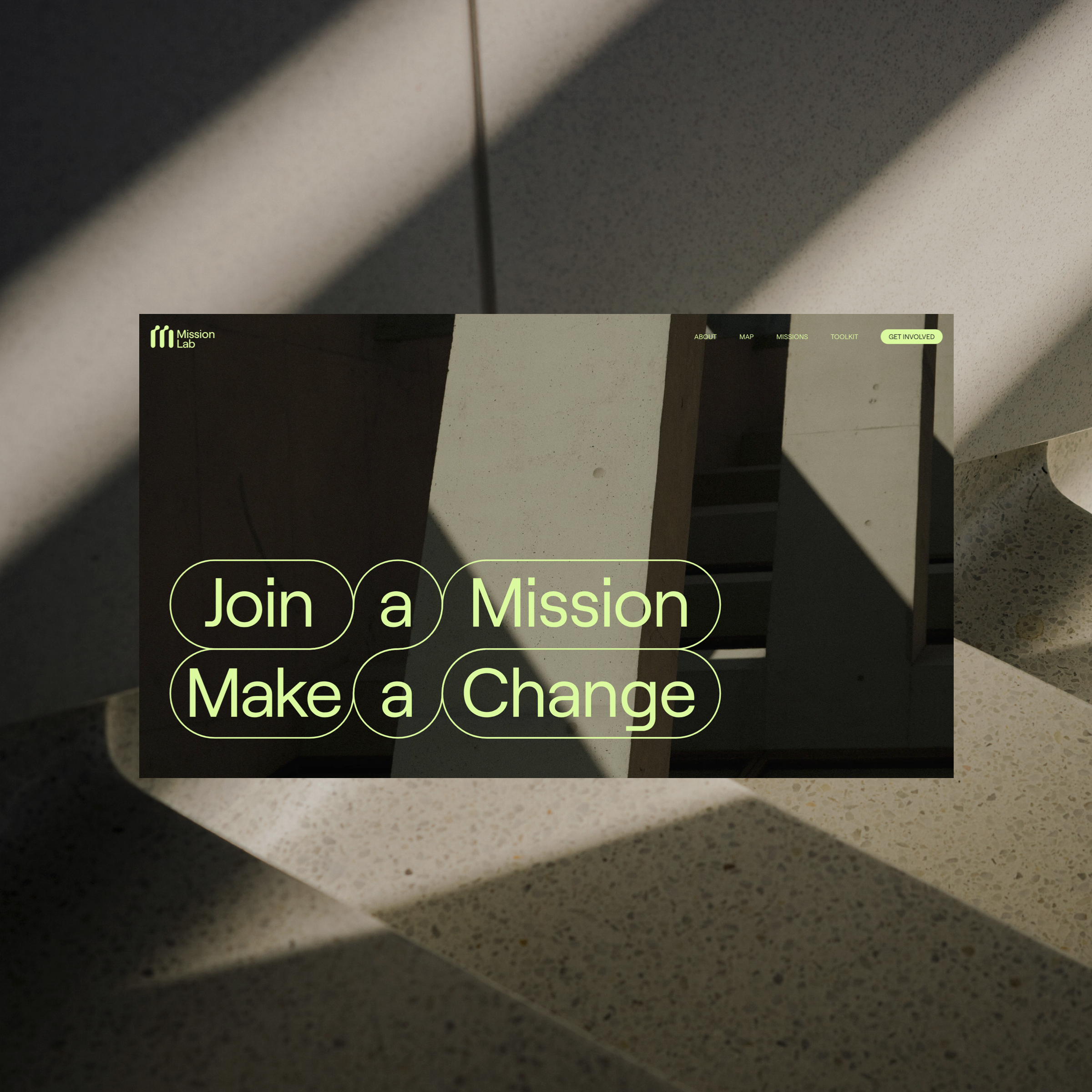 A screenshot of the Mission Lab home page