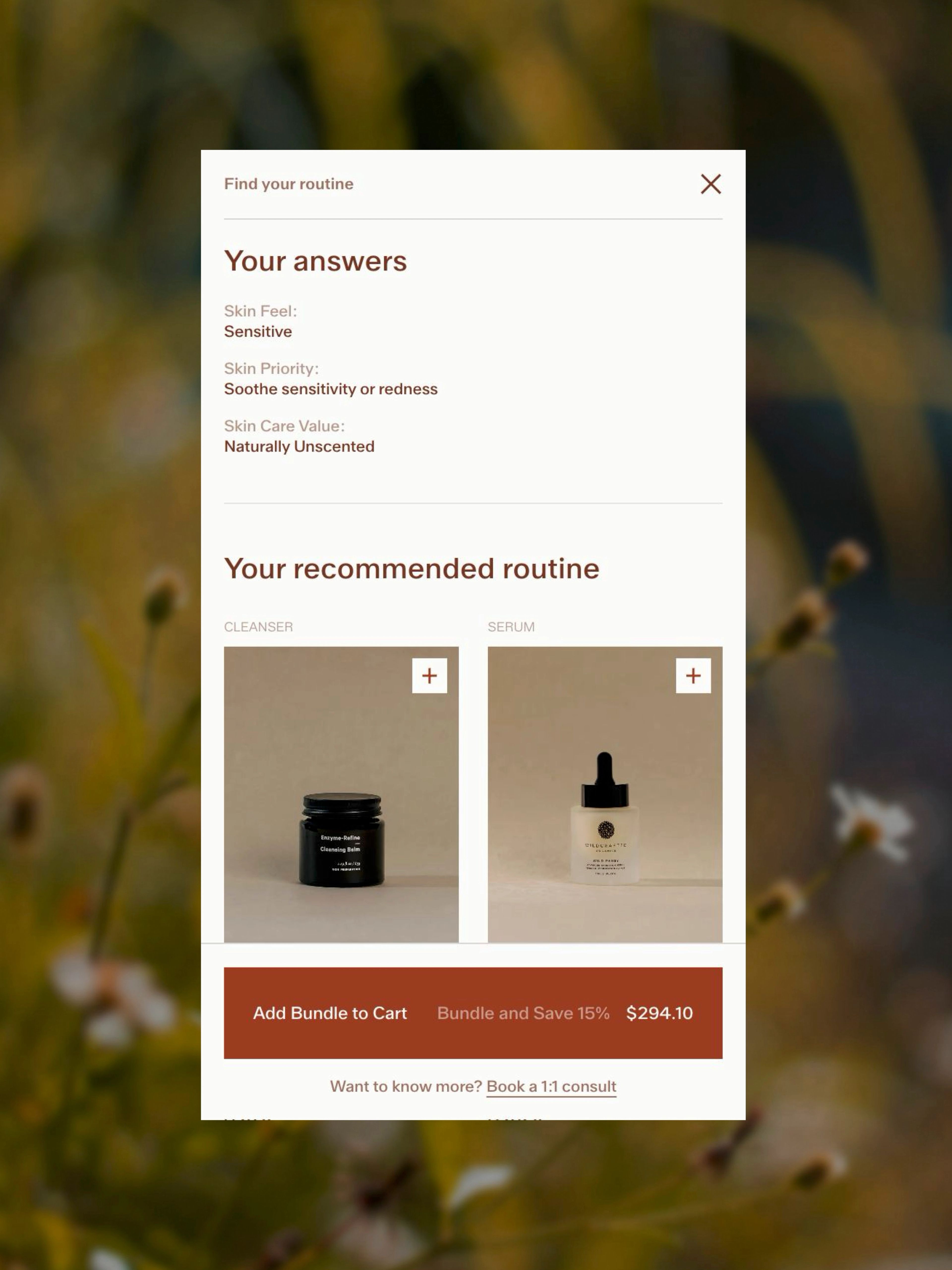 The results of an interactive skincare quiz