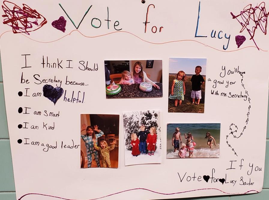 Lucy Sauter (5) states why she is a strong candidate for Secretary.