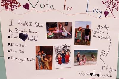 Lucy Sauter (5) states why she is a strong candidate for Secretary.
