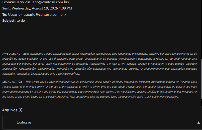 Corpo da mensagem destacando o header falsificado